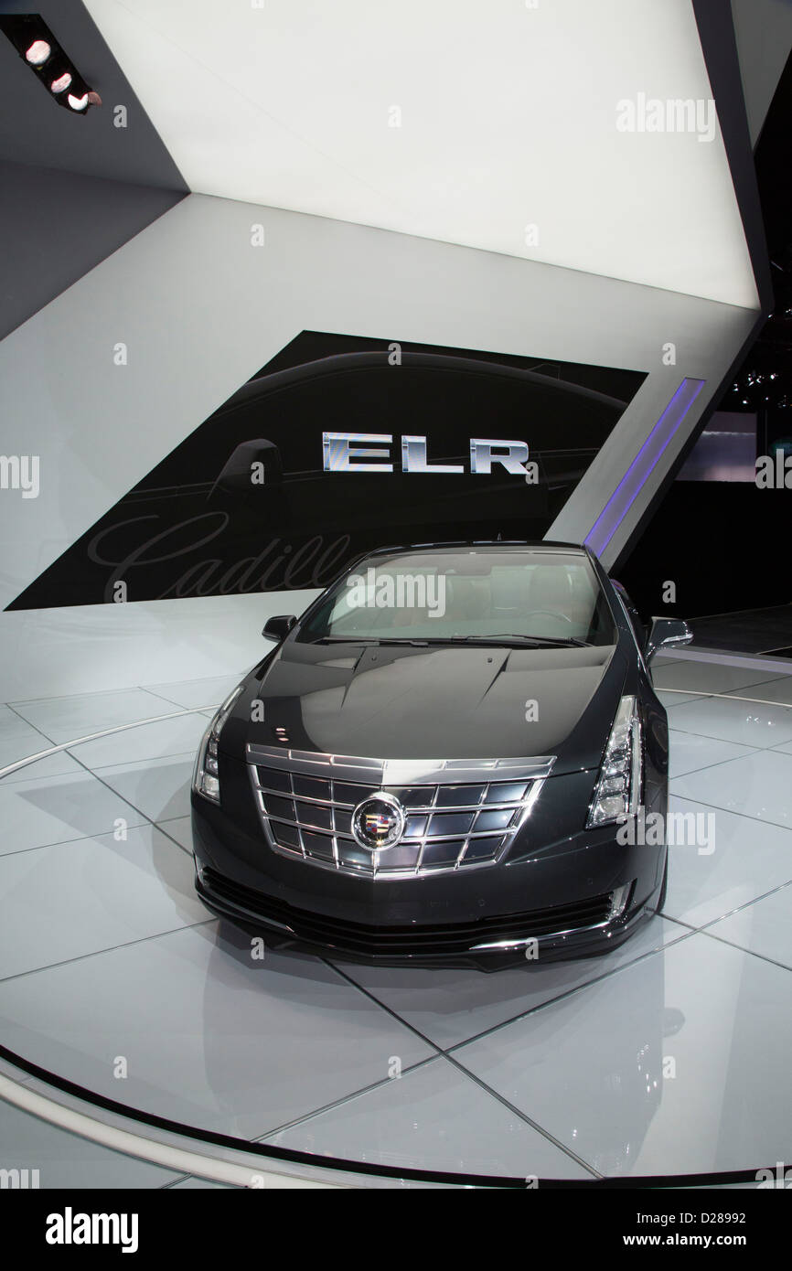 Detroit, Michigan - The Cadillac ELR Elektroauto auf dem Display auf der North American International Auto Show. Stockfoto