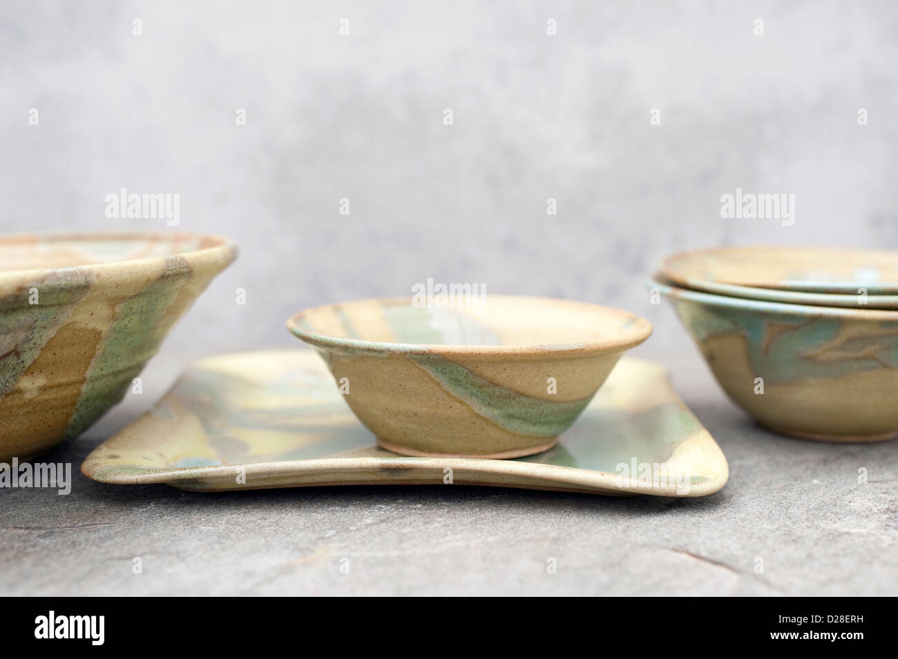 Handgemachte Keramik Schalen. Stockfoto