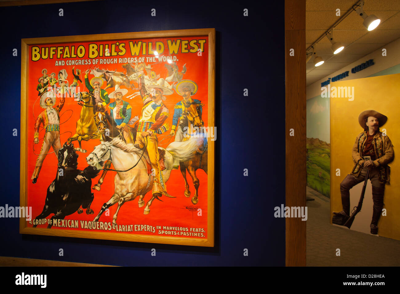 USA, Colorado, Golden, Lookout Mountain, Buffalo Bill Museum, Poster von Buffalo Bills Western Show Stockfoto