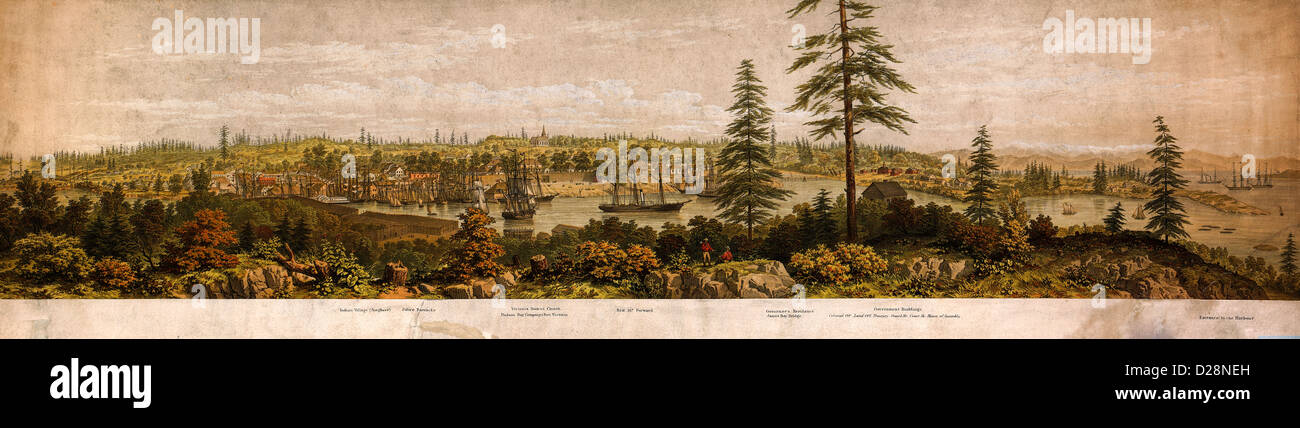Blick auf Victoria, Vancouver Island. 1860 Stockfoto