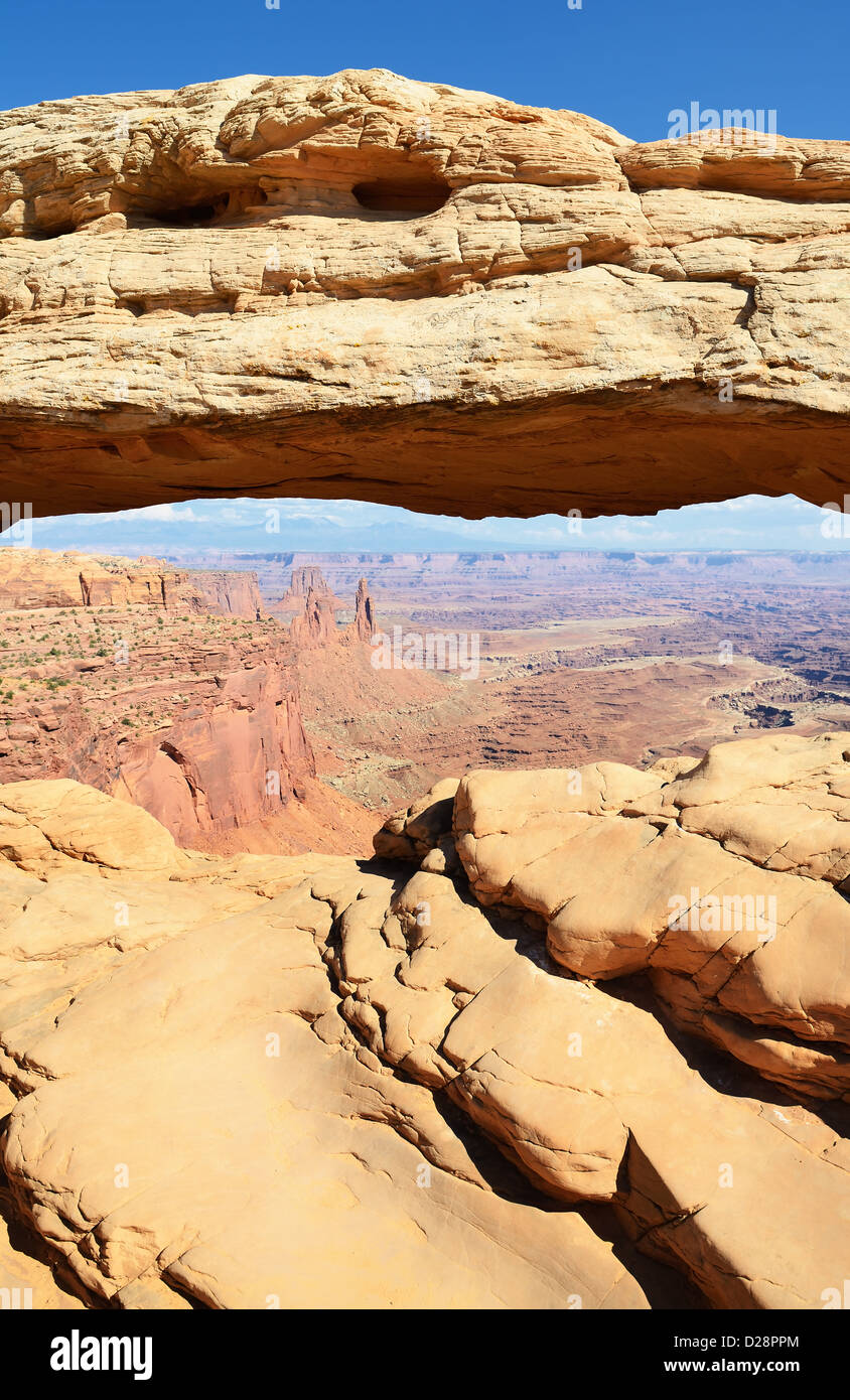 berühmten Mesa Arch in der Nähe von Moab City, Utah, USA Stockfoto