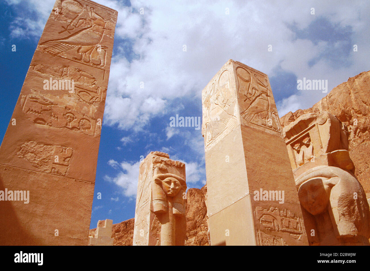 Ägypten. Tal der Könige. Königin Hatschepsut Tempel Detail. Stockfoto