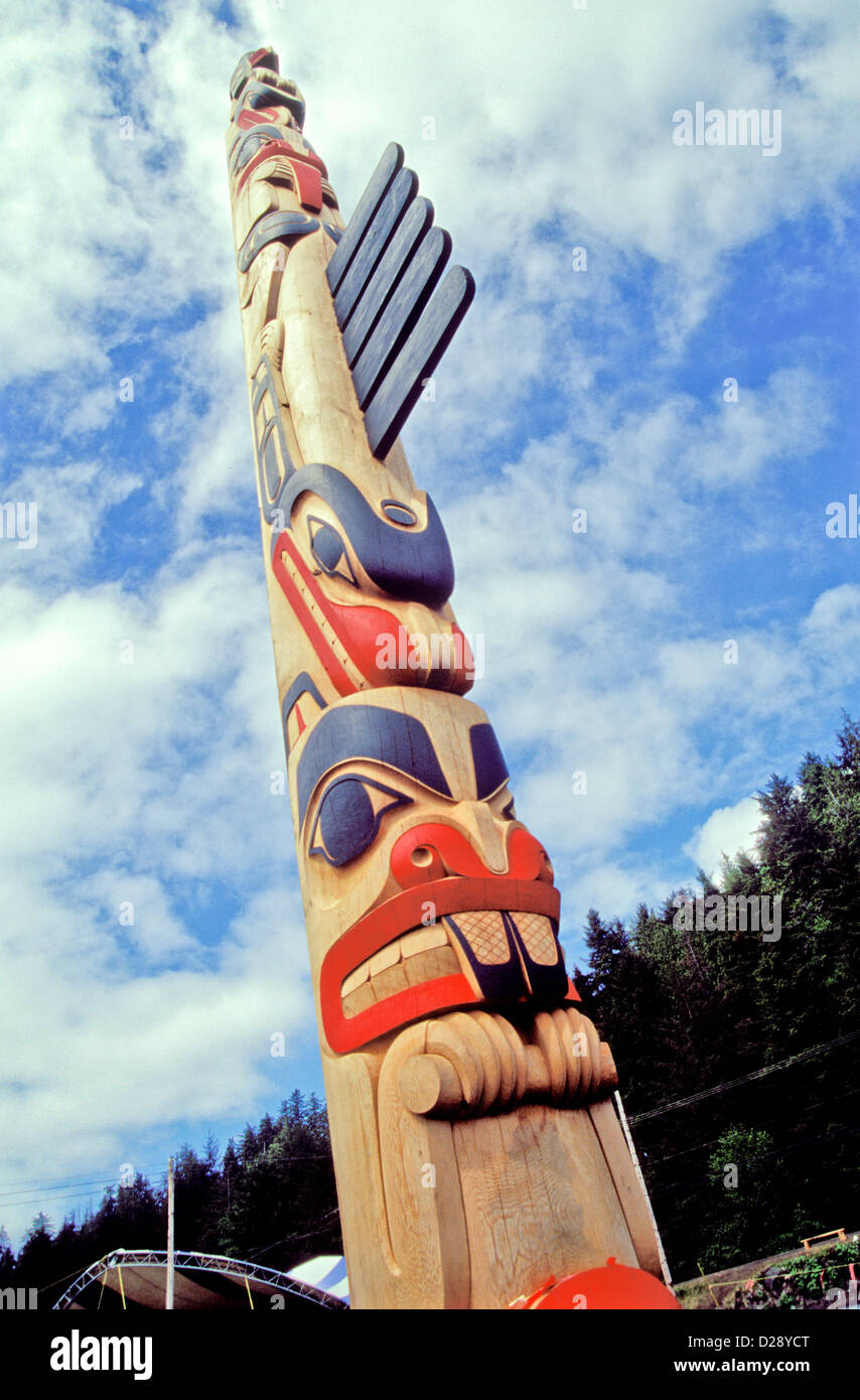 Kanada. Britisch-Kolumbien. Queen Charlotte Islands. Haida-Wwaay. Warner Moody Pole Stockfoto