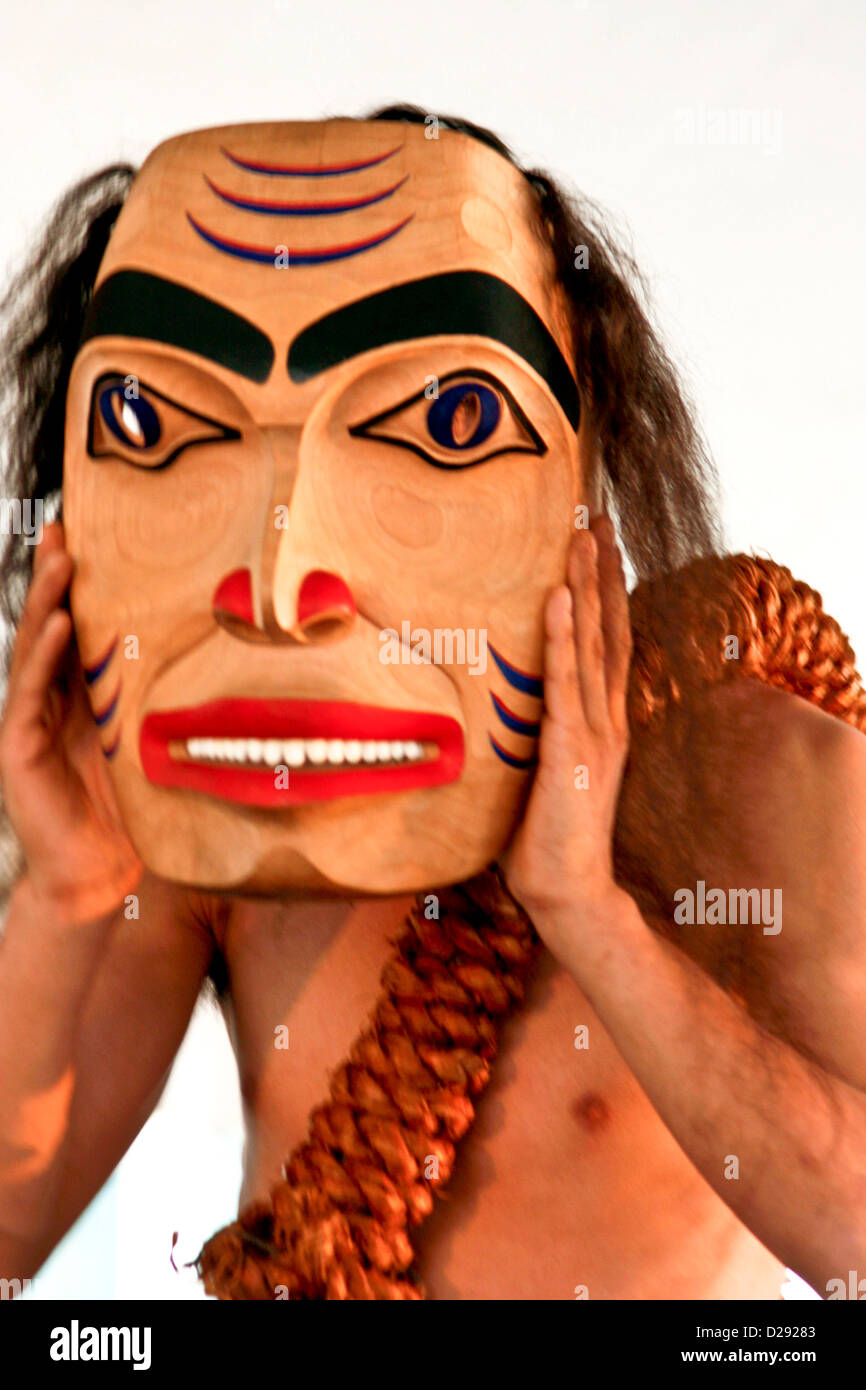 Maskierte Haida Tänzerin bei Aborigines Tage, Vancouver b.c., Kanada Stockfoto