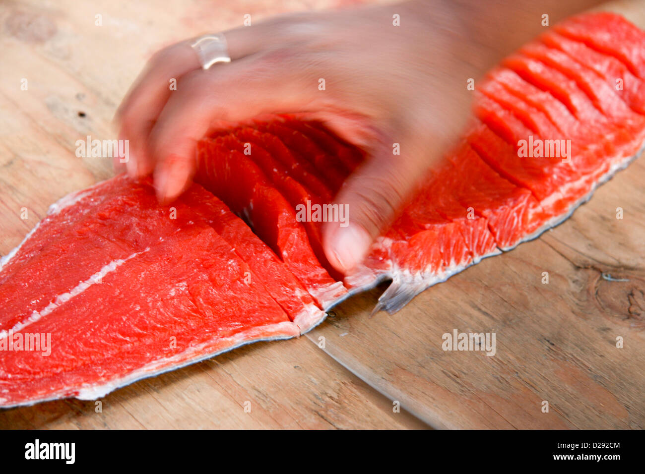 Wind-Trocknung, St Lachs vorbereiten "Imc Kulturerlebnis, Lillooet, b.c., Kanada Stockfoto