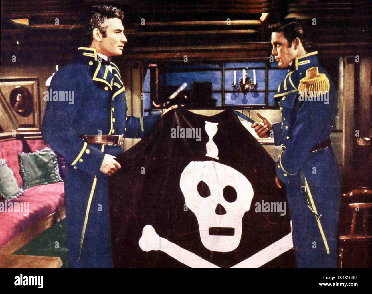 Unter Falscher Flagge Yankee Buccaneer Jeff Chandler, Scott Brady Kapitaen David Porter (Jeff Chandler), der Sein als Stockfoto