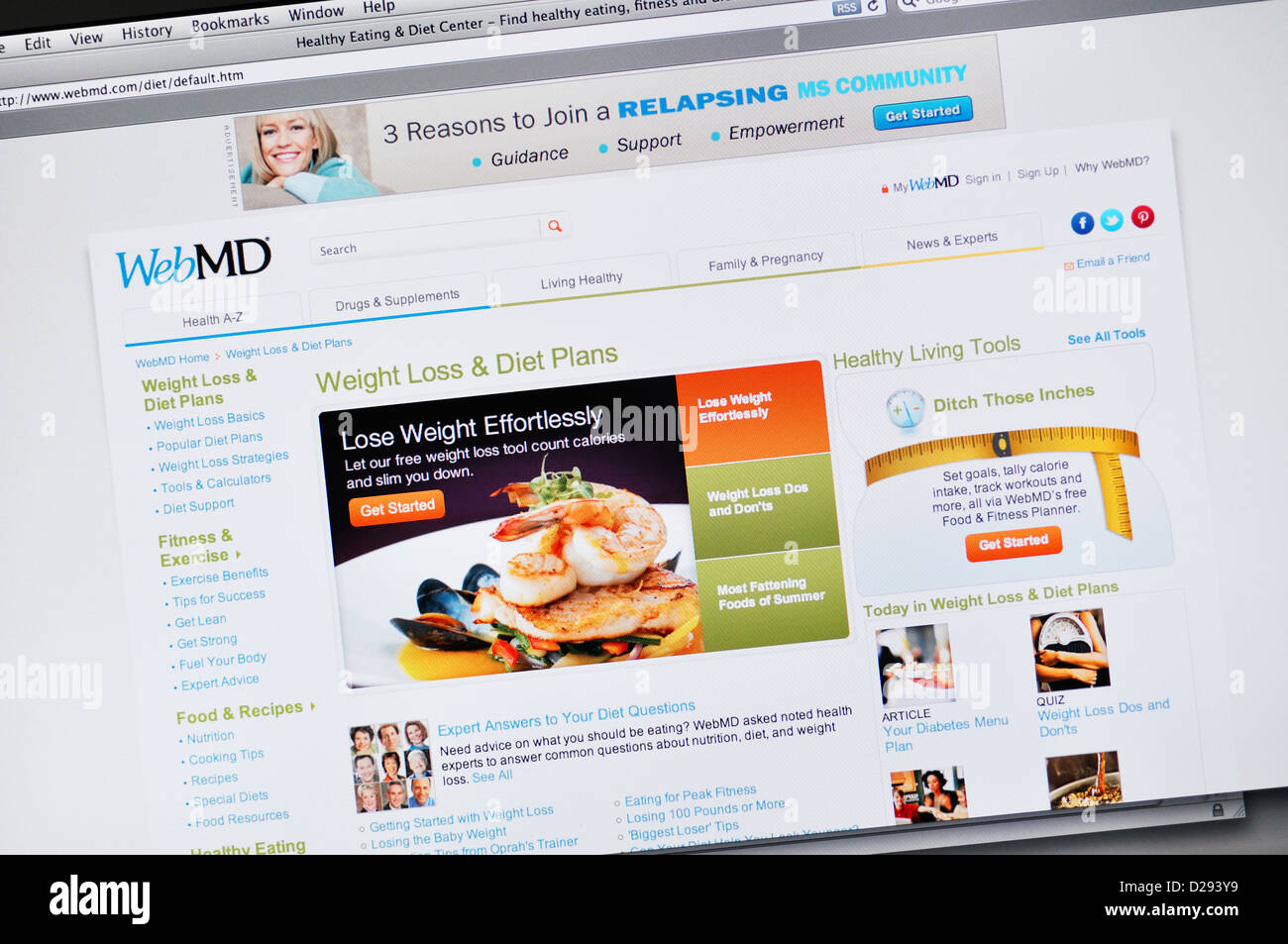 WebMD Website - Online-Fachinformationen und Symptom checker Stockfoto