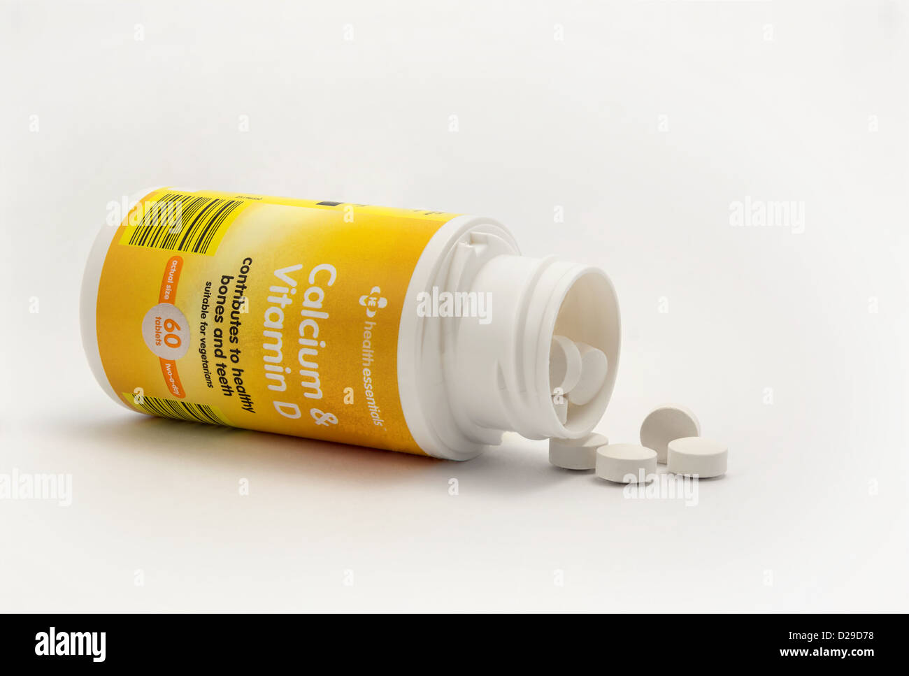 Einen Karton mit Tabletten, Vitamin D und Kalzium. Stockfoto