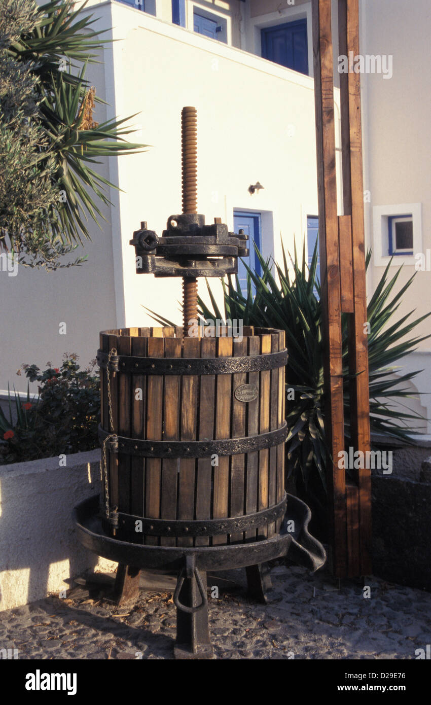 Griechenland. Santorini. Alte Weinpresse. Stockfoto
