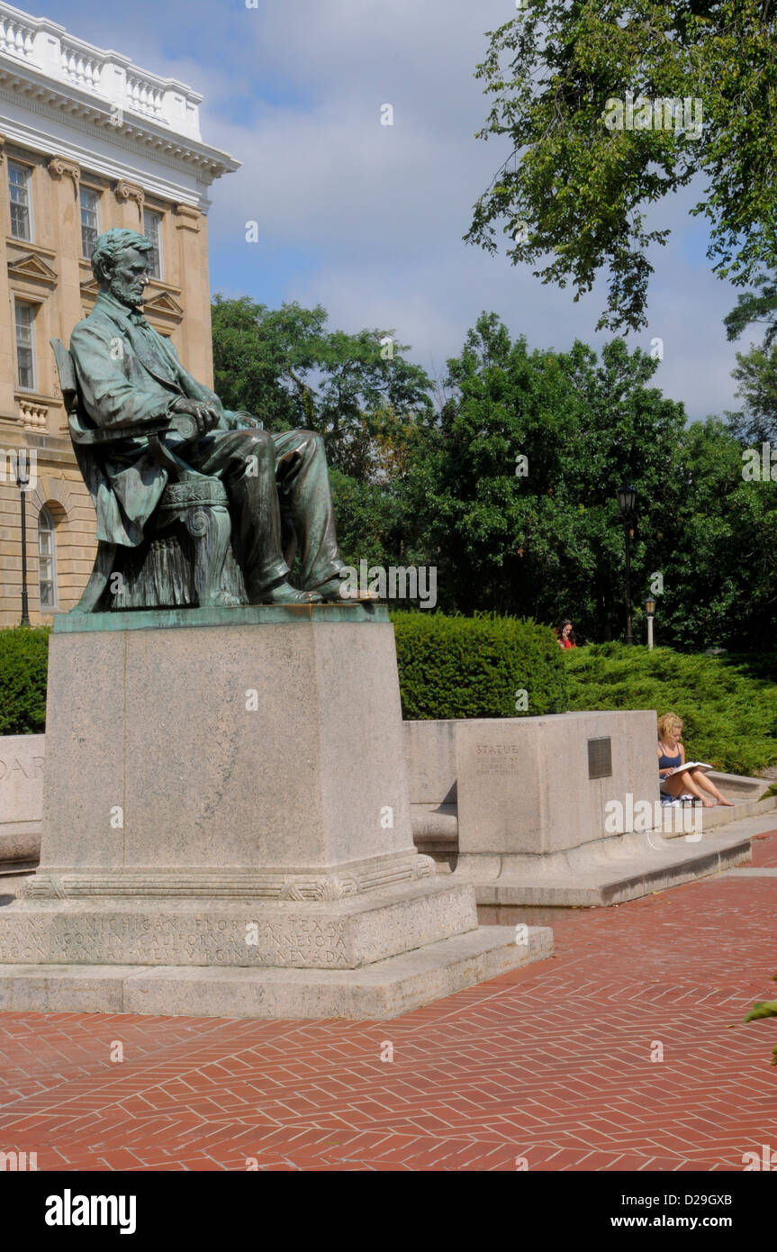 Abraham Lincoln-Statue, Universität von Wisconsin, Madision. Stockfoto