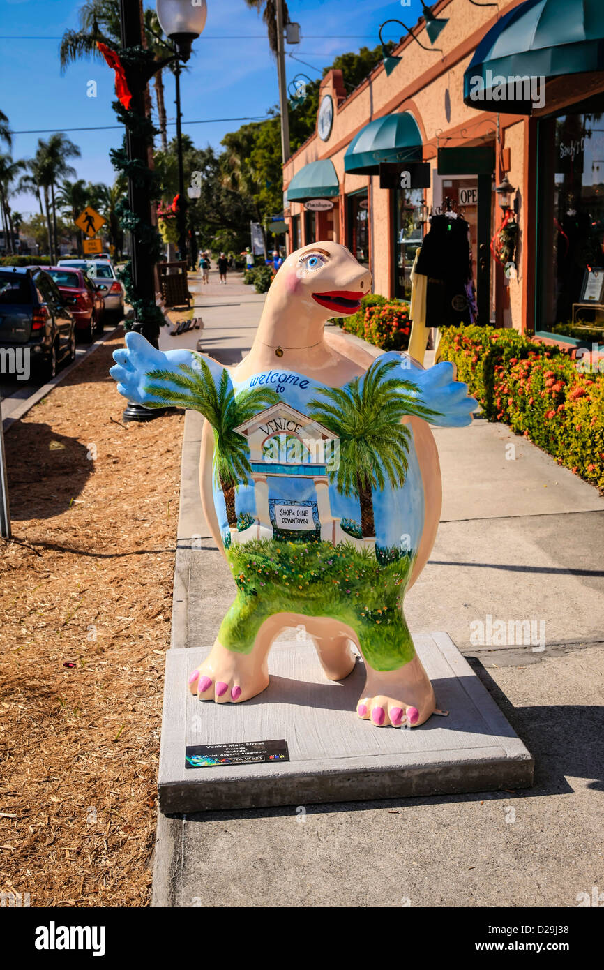 Schildkröte Skulptur gesehen auf der Venedig-Hauptstraße FL Stockfoto