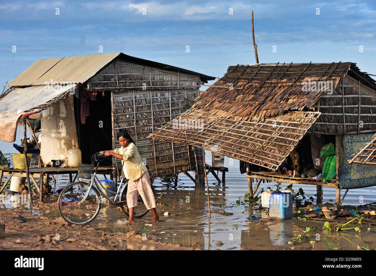 Fischerhäuser auf dem Tonle Sap See, Siem Reap, Kambodscha Stockfoto