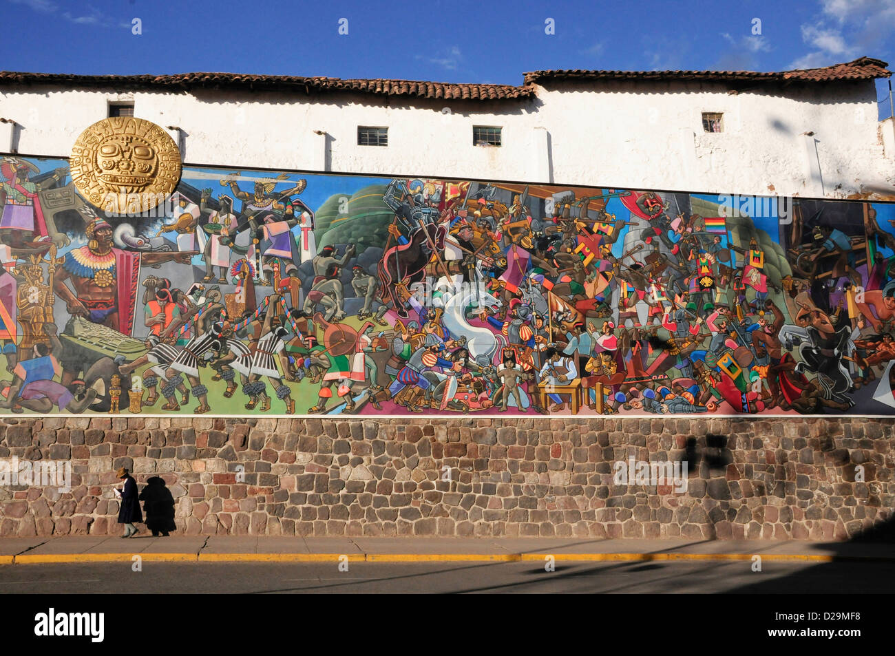 Wandbild der Geschichte Cuzco, Peru Stockfoto