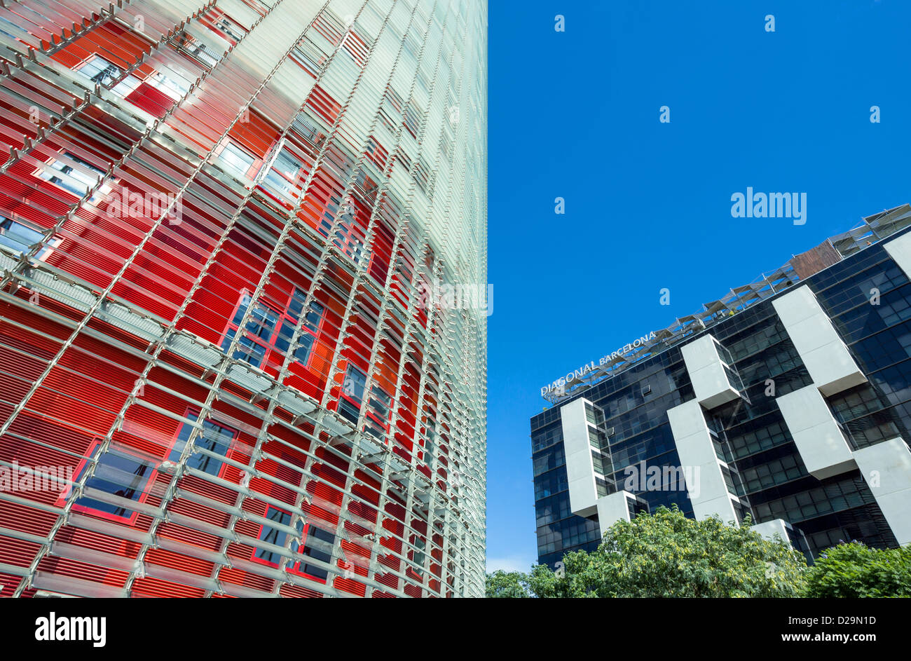 Spanien, Barcelona, der Torre Agbar vom Architekten Jean Nouvel entworfen. Stockfoto