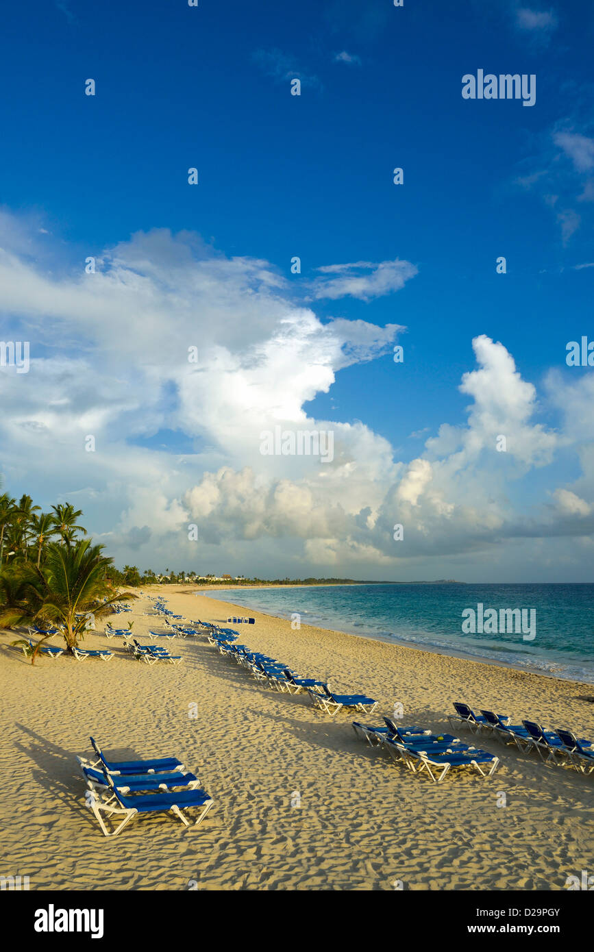 Strand bei Sonnenaufgang, Punta Cana, Dominikanische Republik, Caribbean Stockfoto