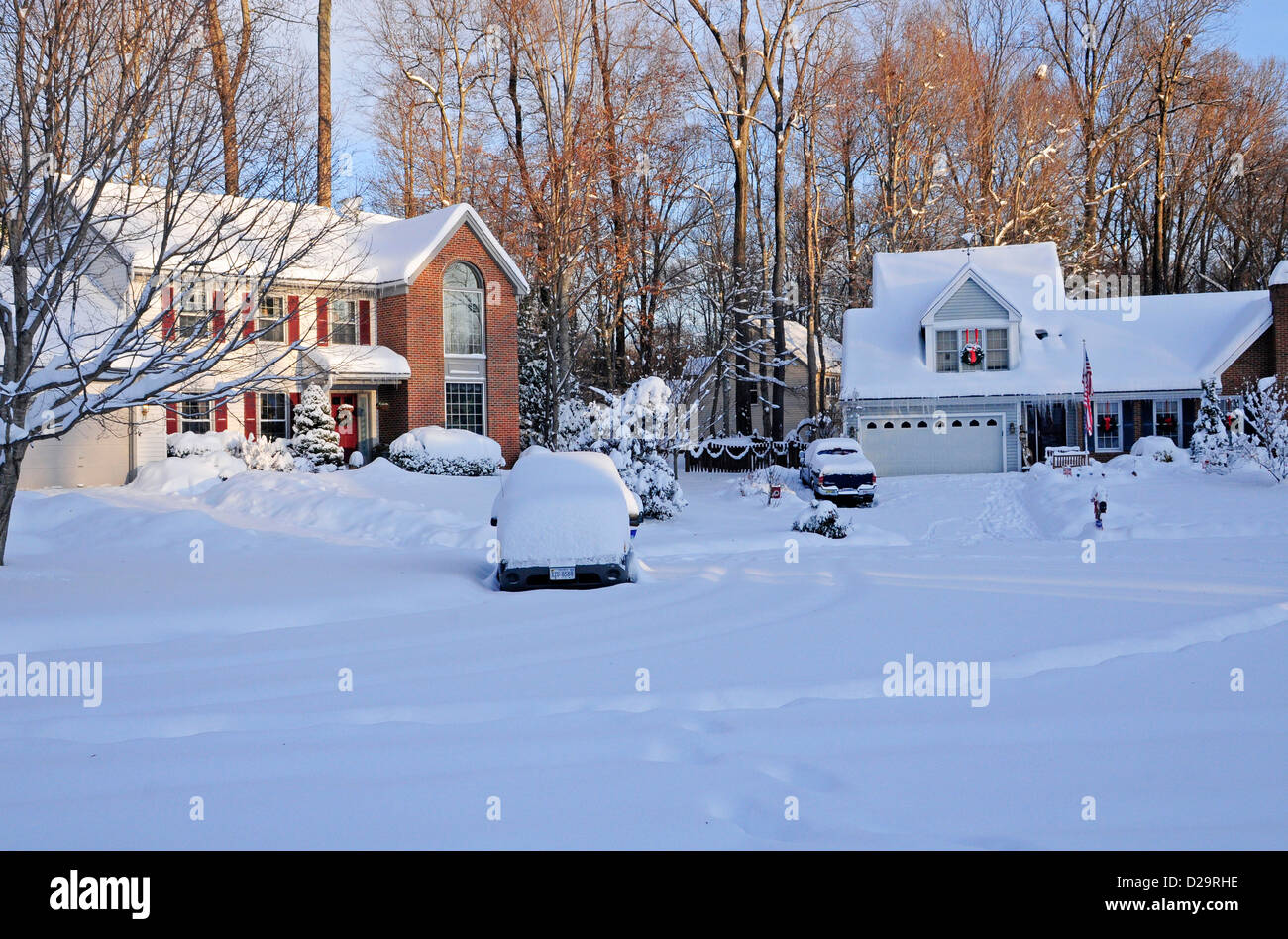 Rekord Schneefall, Fairfax County, Virginia Stockfoto