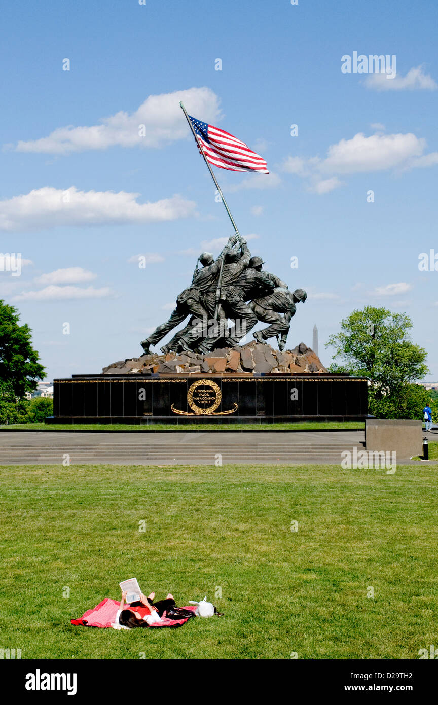 Washington, DC Bereich, Arlington, Virginia, Marine Corps War Memorial, auch bekannt als Iwo Jima Memorial Stockfoto