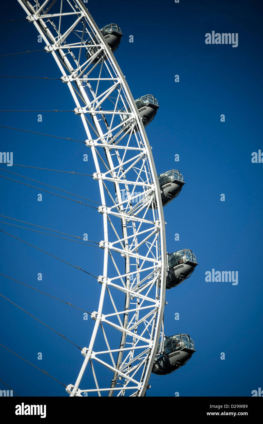 London Eye - Kapseln auf dem Rad Stockfoto