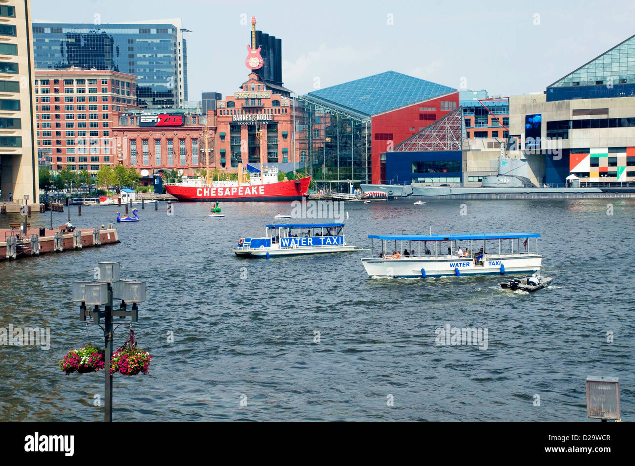 Feuerschiff Chesapeake, Maryland, Baltimore Harbor National Aquarium, u-Boot Uss Dorsch Wassertaxis Stockfoto