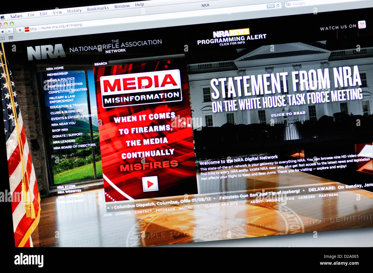 NRA Website - National Rifle Association Stockfoto