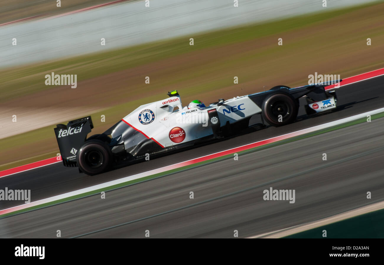 Sergio Perez Sauber fährt mit seinem Formel-1-Auto während der Qualifikation für die 2012 US Grand Prix in Austin, Texas Stockfoto