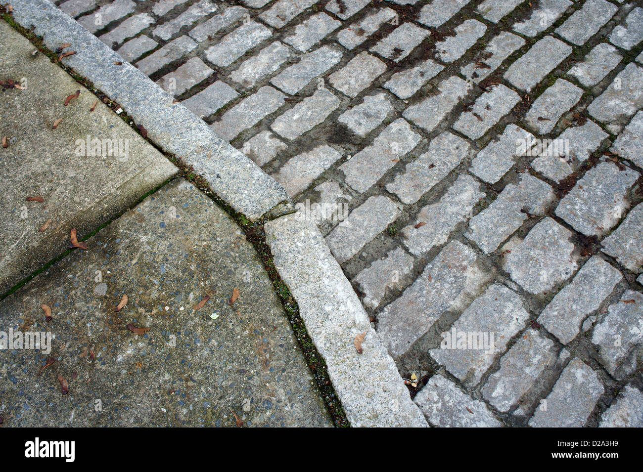 Stein die flipfunktion Pflaster von einer Straße in Gastown, Vancouver, BC, Kanada Stockfoto