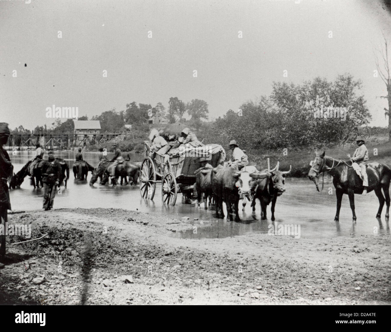 Rappahannock River Virginia Flüchtling Afro-Amerikaner Fording Rappahannock Foto wichtigsten östlichen Theater Krieg Bull Run 2. Stockfoto