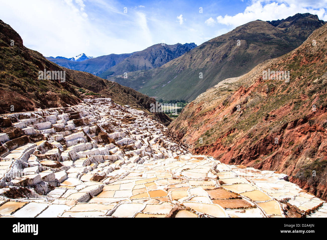 Die Salineras in Maras, Peru ist ein Salz Verdampfung Teiche seit Inka-Zeiten im Einsatz. Stockfoto