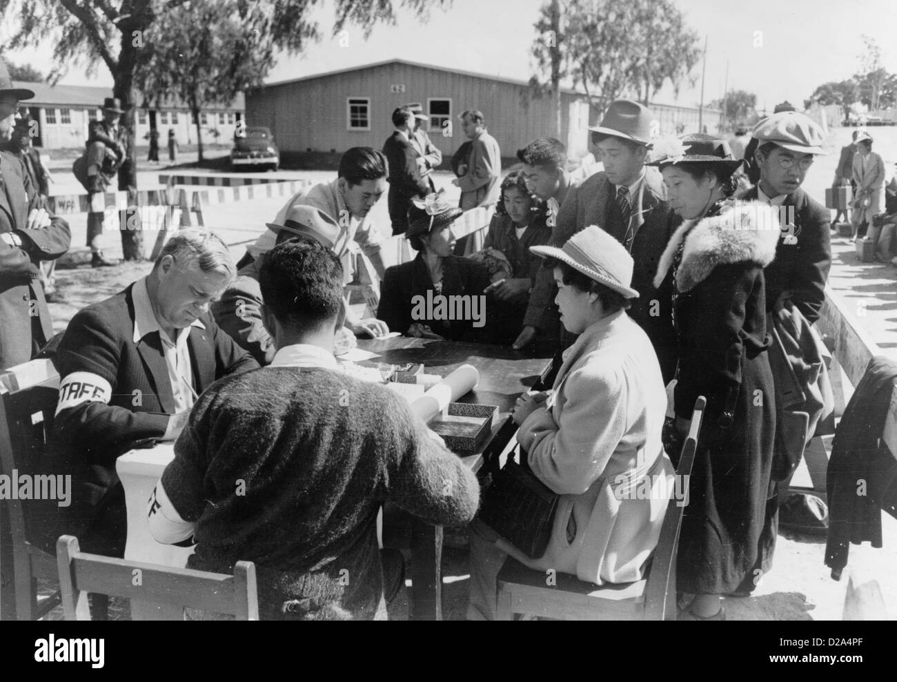Santa Anita Reception Center Los Angeles California Evakuierung japanische Japanisch-Amerikaner Westküste Gebiete unter US Armee-Krieg Stockfoto