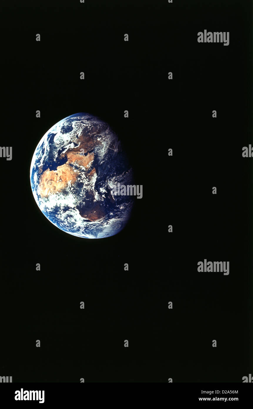Erde von Apollo 11, zeigt Afrika, Europa und Asien. Stockfoto