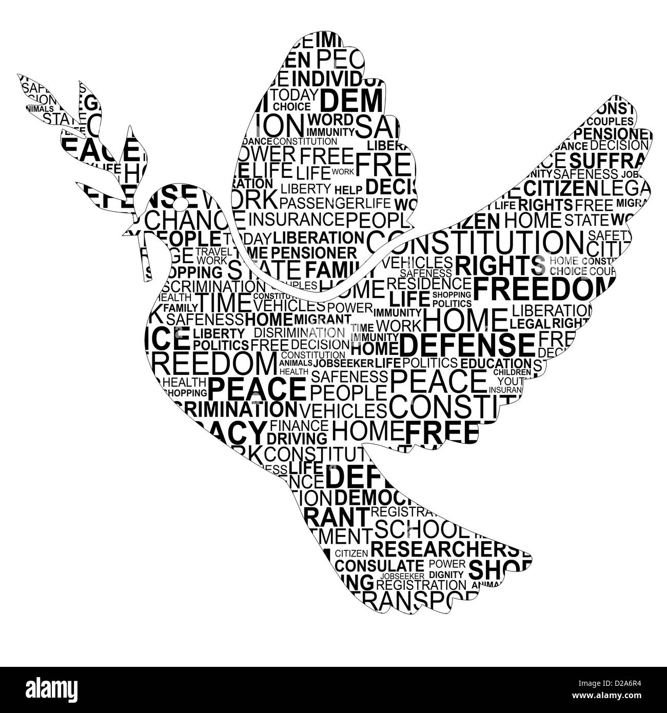 Dove-Form für die Menschenrechte Stockfoto