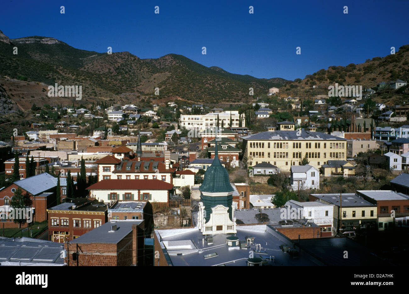 Arizona, Bisbee. Überblick über die alte Bergbaustadt Stockfoto