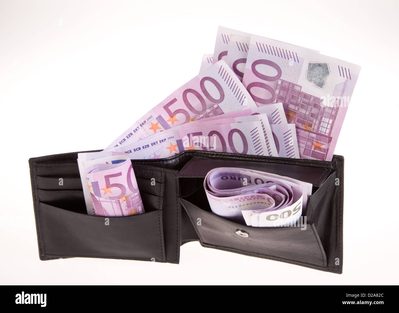 Berlin, Deutschland, Euro-Banknoten mit Geldbörse Stockfoto