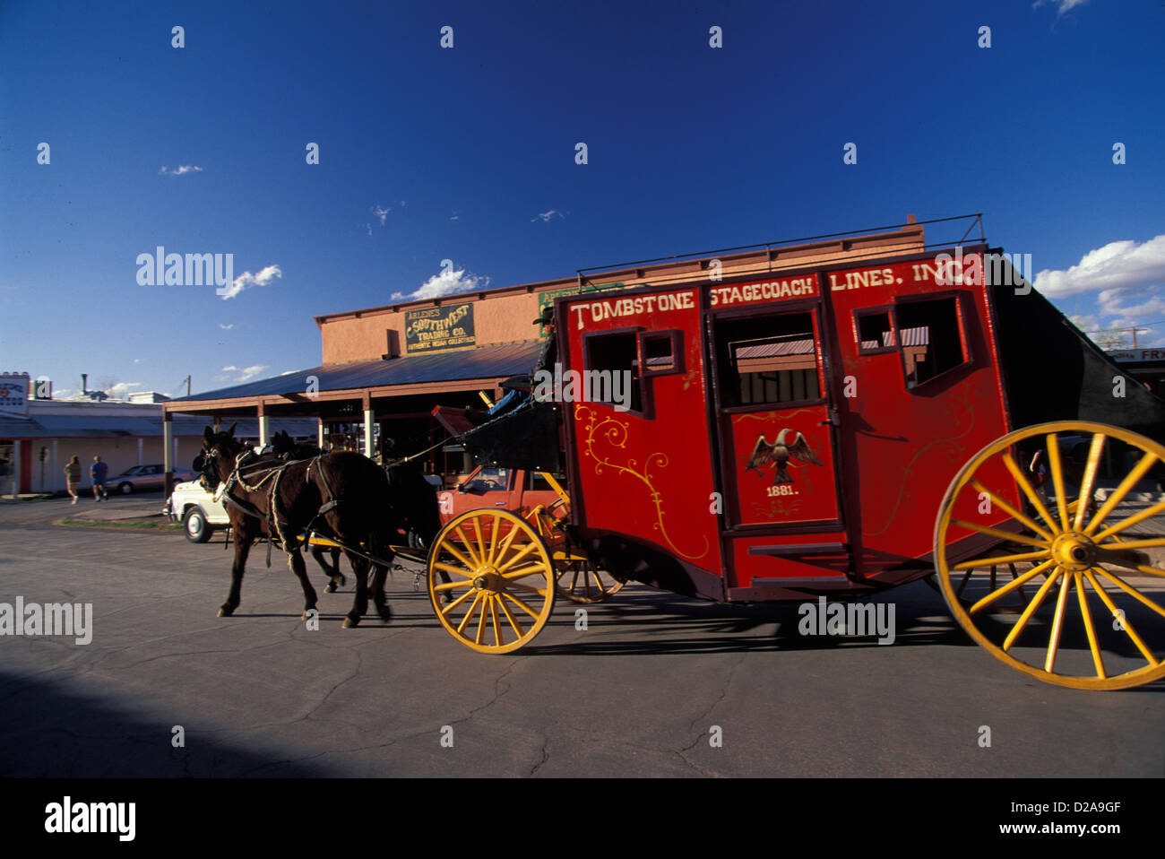 Arizona. Grabstein: Alten Pferdewagen Stockfoto