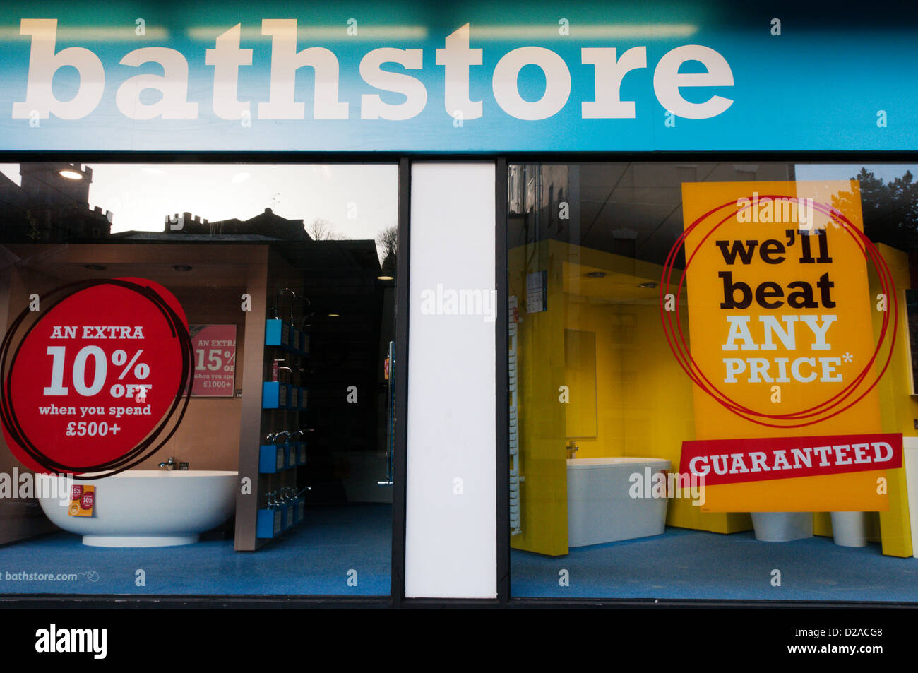 Bathstore Bad Fachhandel Schaufenster. Stockfoto