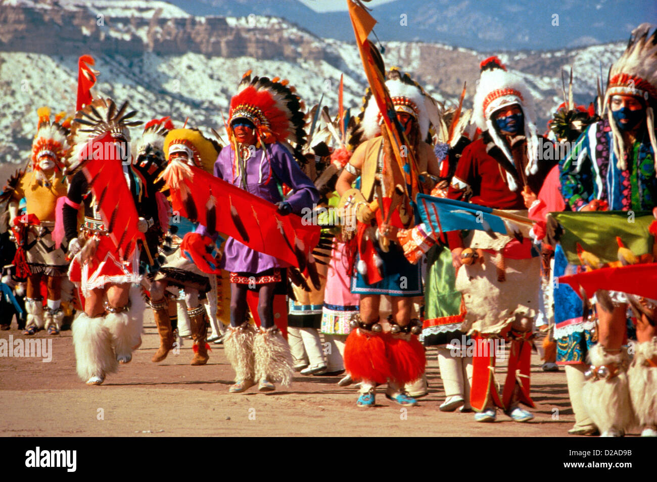 New Mexiko, San Ildefonso Pueblo. Comanche Tanz. Stockfoto