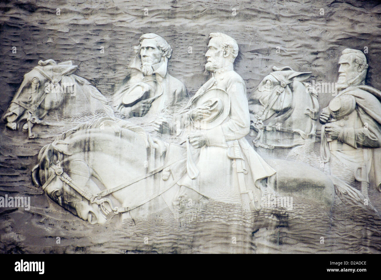 Georgien, Stone Mountain - Steinrelief von Jeff Davis, R.E. Lee & Stonewall Jackson Stockfoto