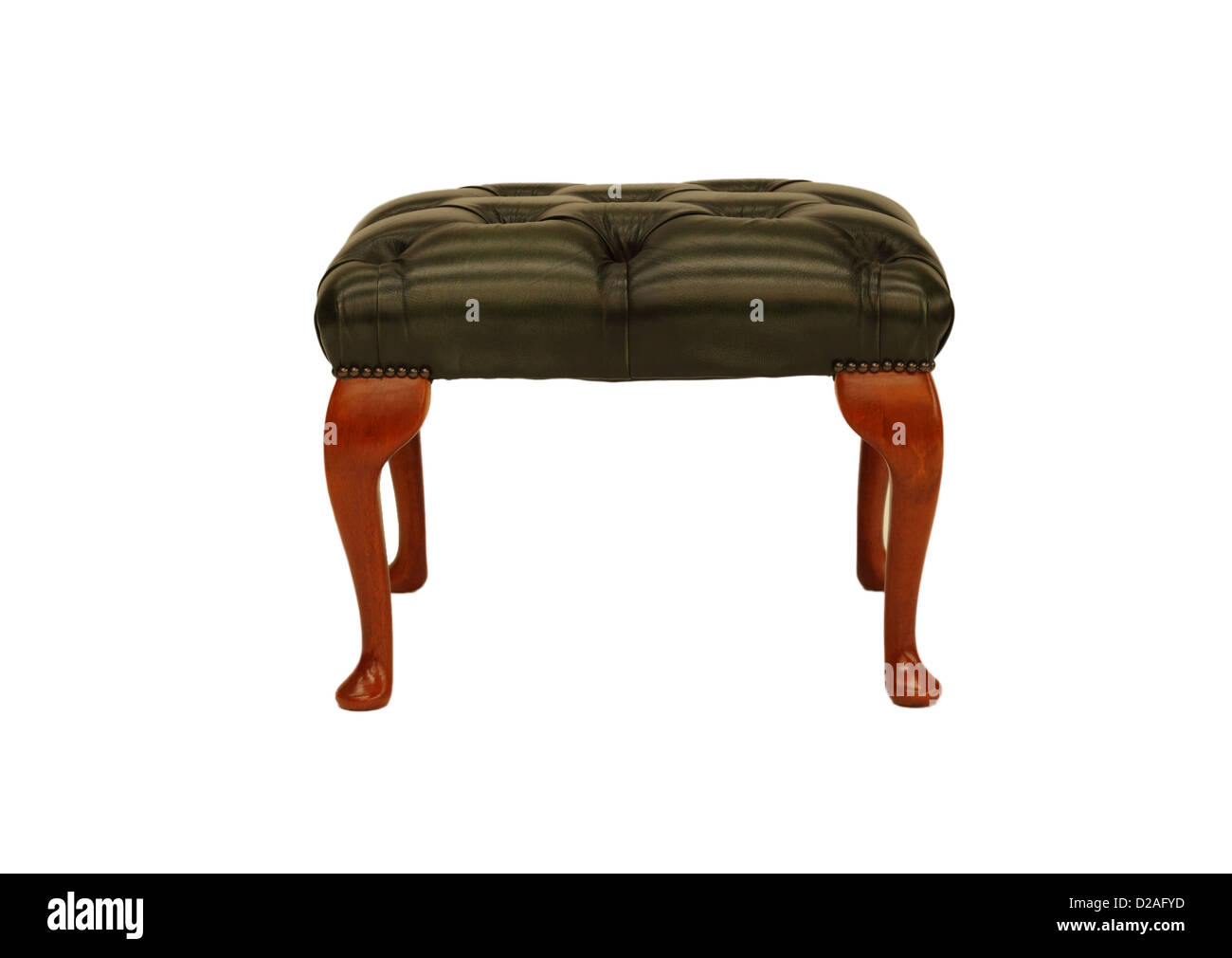 Chesterfield Leder Hocker Stockfoto