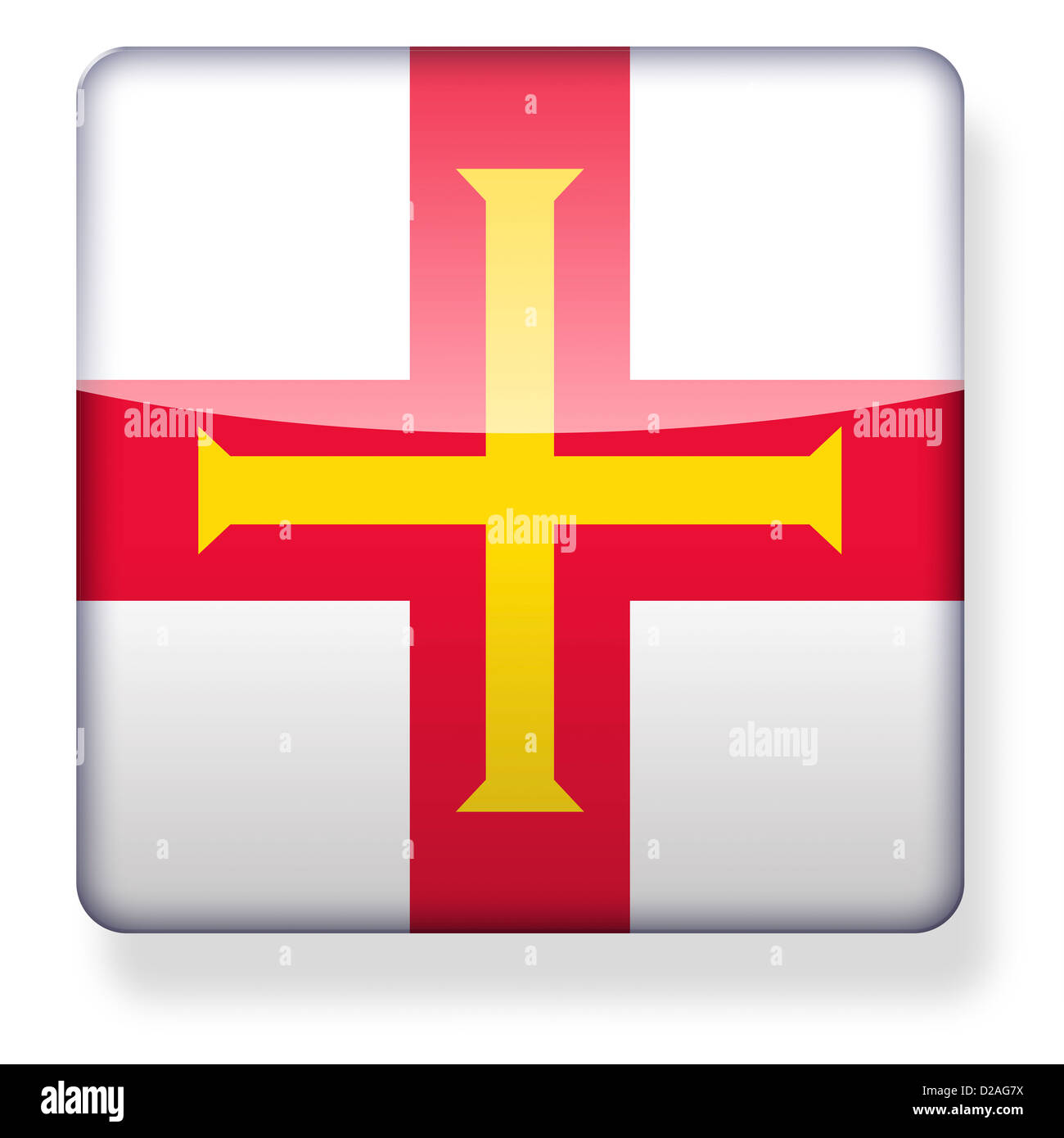 Guernsey-Flagge als ein app-Symbol. Clipping-Pfad enthalten. Stockfoto