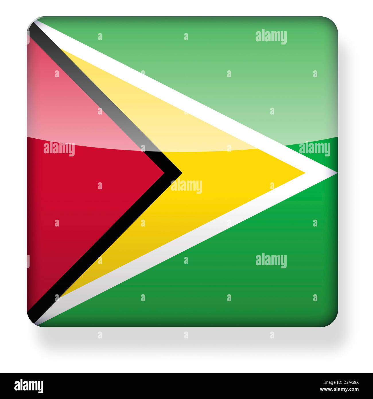 Guyana-Flagge als ein app-Symbol. Clipping-Pfad enthalten. Stockfoto