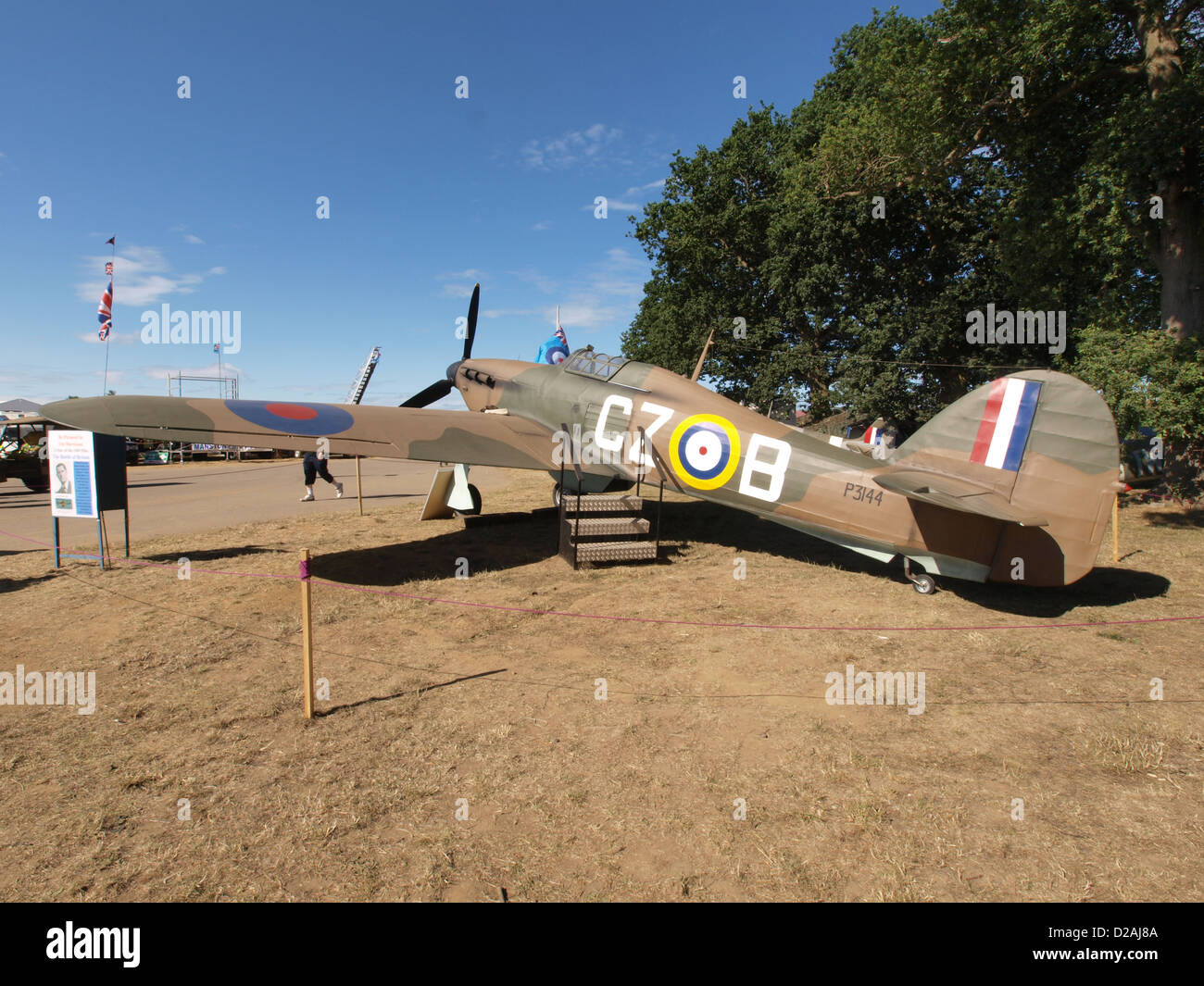 Der Hurrikan „CZ B“, P3144, ist ein historischer Autogyro mit einem Propellersystem und charakteristischen Merkmalen wie Haube, Flügel, Heckklappen und Rotorblätter. Sie stellt eine einzigartige Phase in der Luftfahrtgeschichte dar. Stockfoto