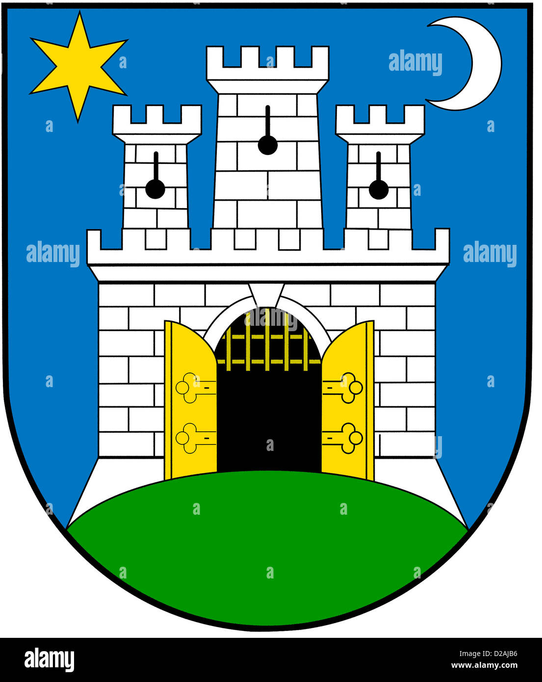 Wappen von der kroatischen Hauptstadt Zagreb. Stockfoto