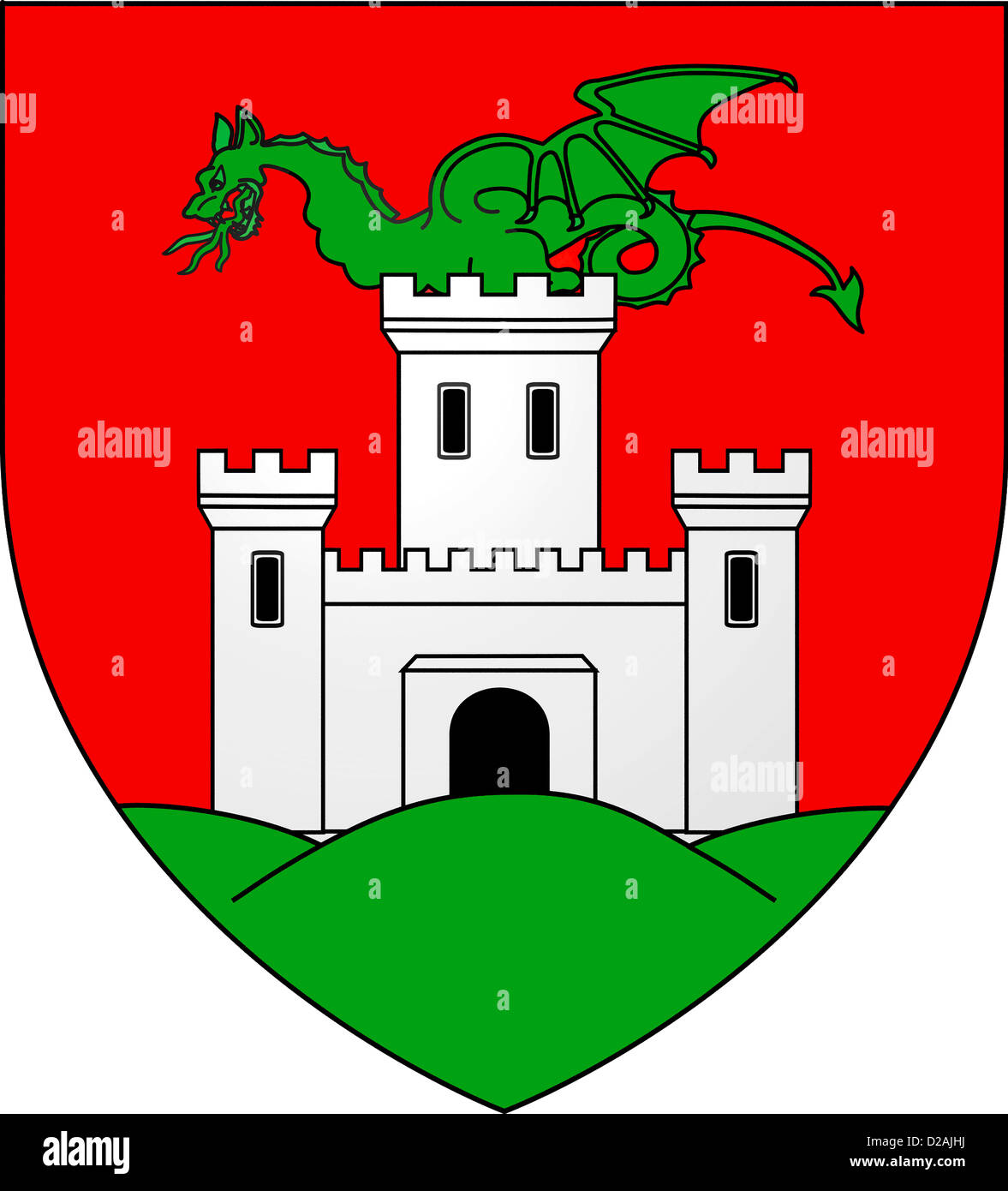 Wappen der slowenischen Hauptstadt Ljubliana. Stockfoto