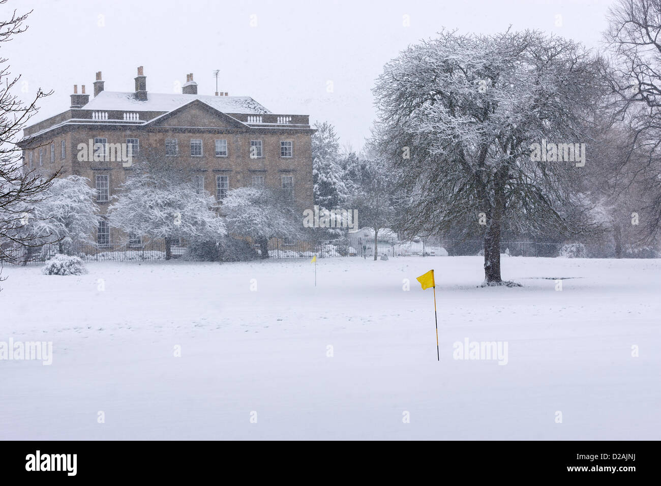 Chippenham, Wiltshire, UK, 18. Januar 2013. Ein Pitch und Putt Golfplatz in Chippenham, Wiltshire wird fotografiert, nachdem Winterstürme westlich von England getroffen hatte. Stockfoto