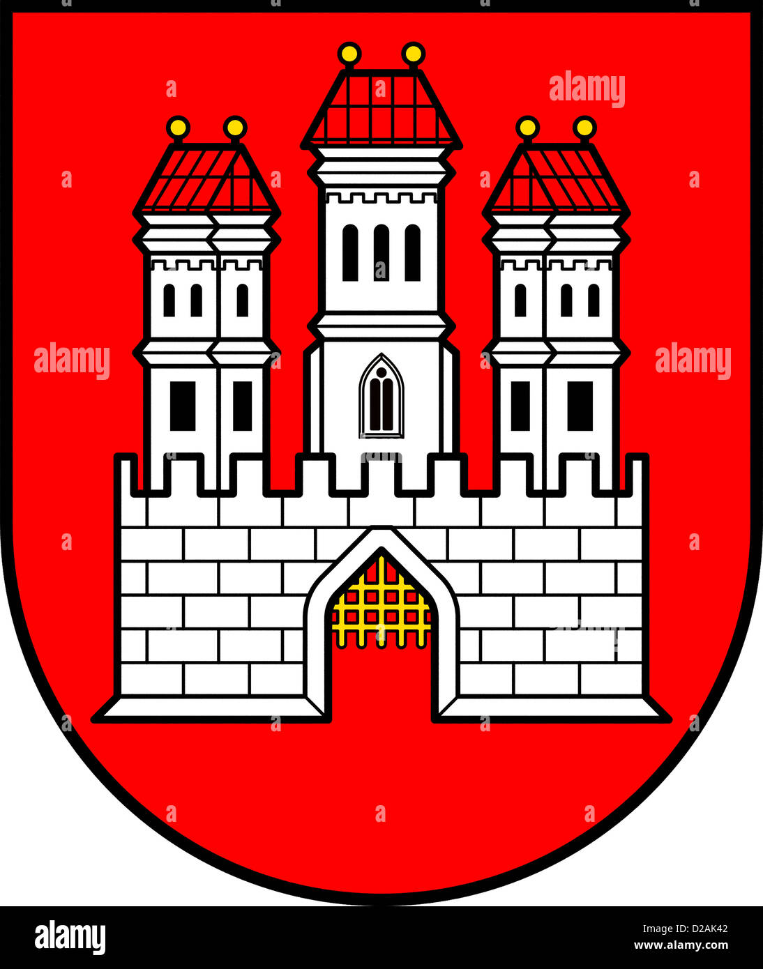 Wappen der slowakischen Hauptstadt Bratislava. Stockfoto