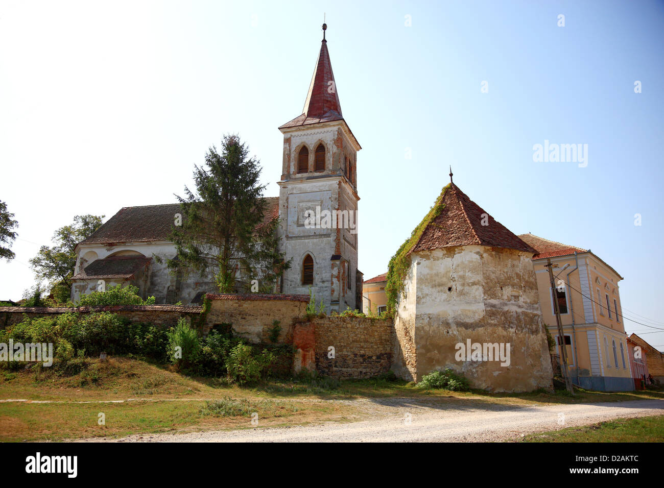 Befestigte Kirche von Beia, eine Gemeinde im Landkreis Brasov, Rumänien. Stockfoto