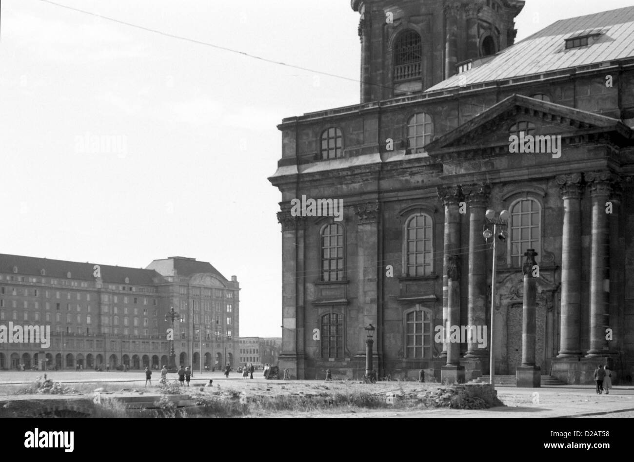 Dresden, DDR, Blick über den alten Marktplatz Stockfoto