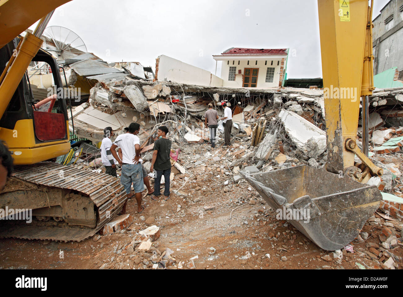 Padang, Indonesien, Aufräumen Arbeit in der Innenstadt Stockfoto