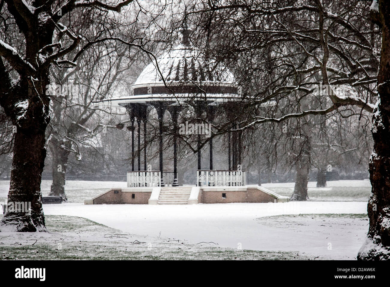 Winter Bild des viktorianischen Musikpavillon Stockfoto