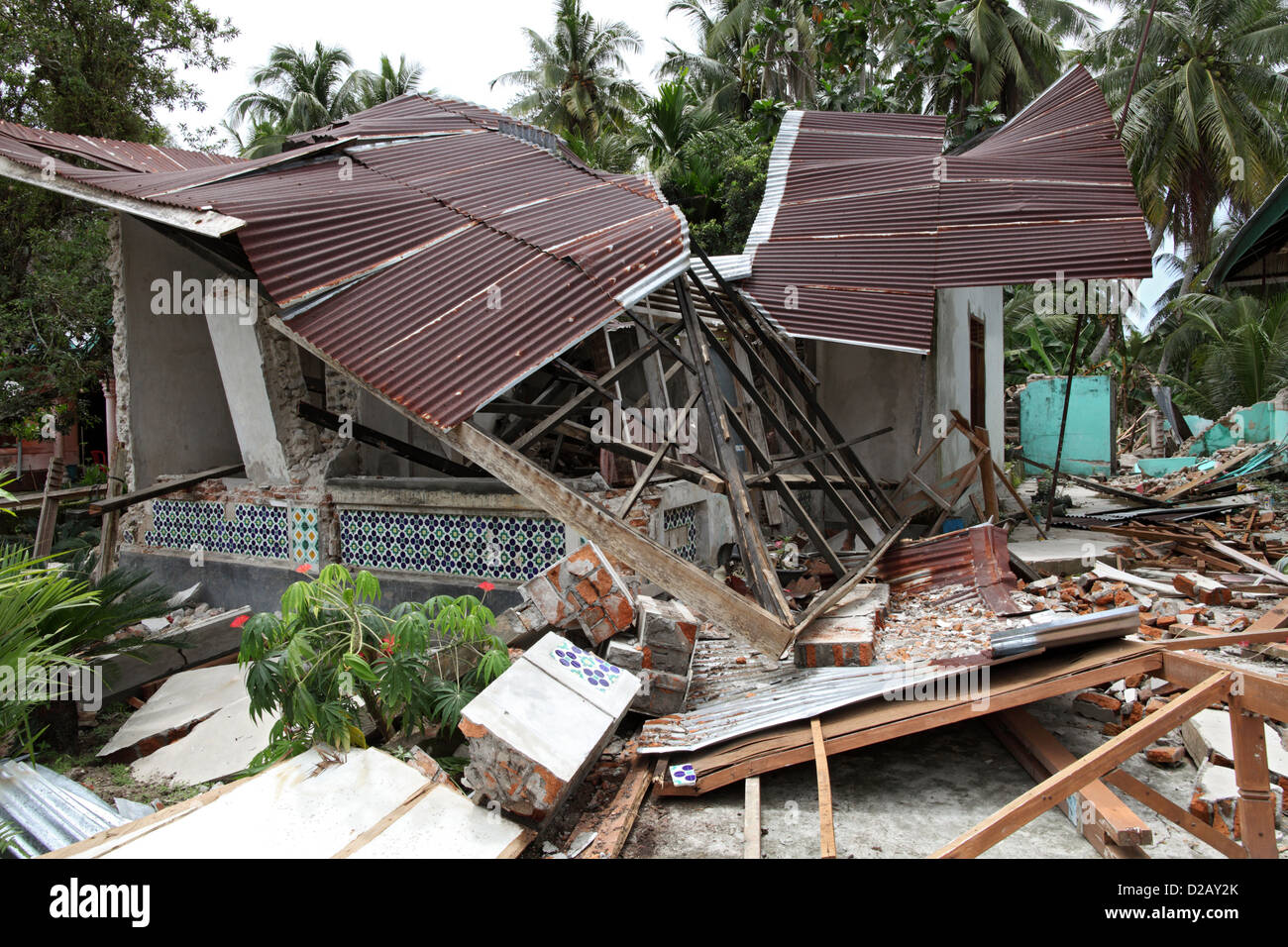 Pariaman, Indonesien, Häuser im Bereich Erdbeben zerstört wurde Stockfoto